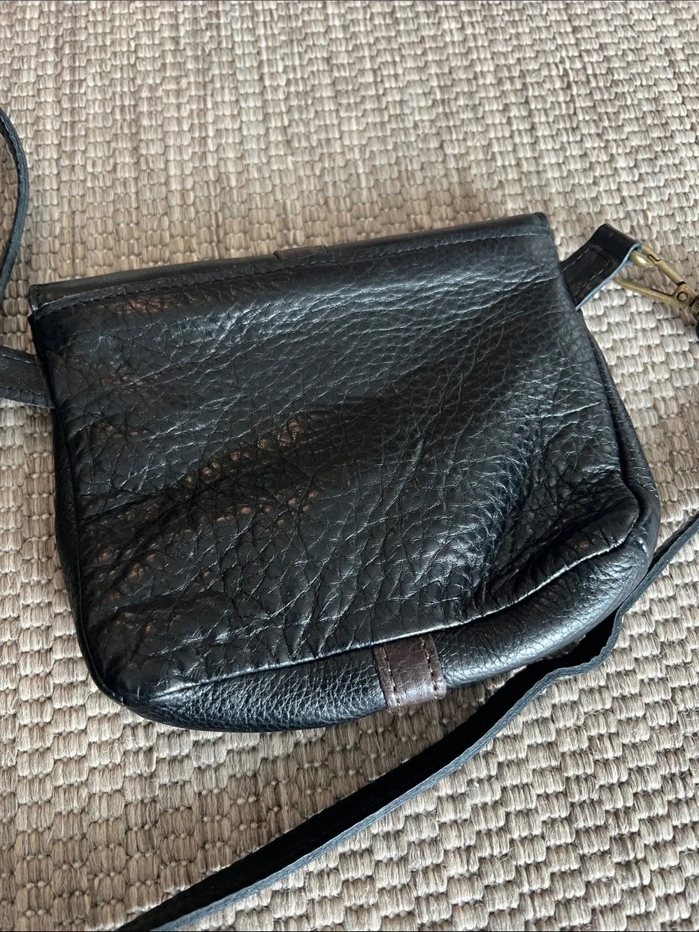 SUNDANCE Vera Pelle Genuine Leather Black Small Crossbody Bag